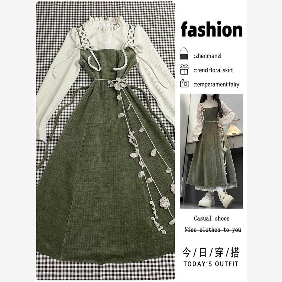 新款设计感假两件连衣裙女秋冬季