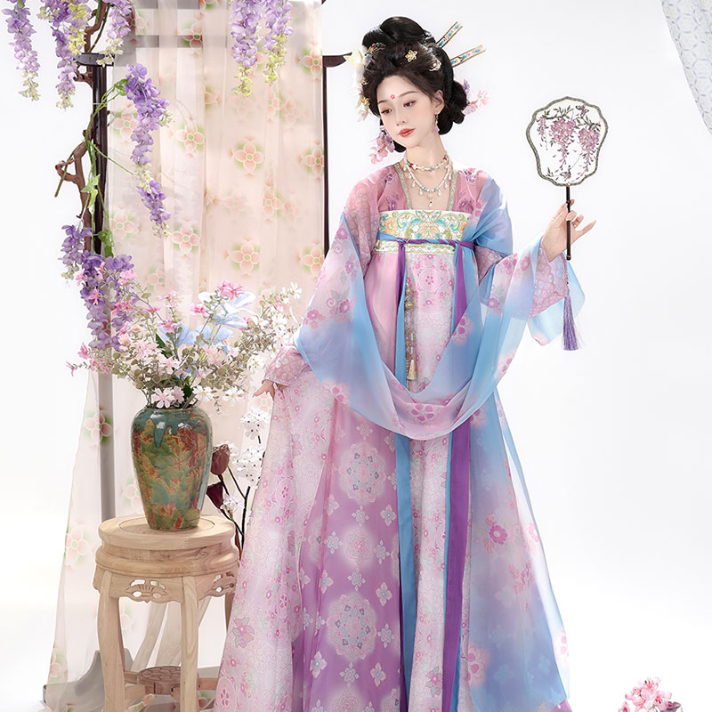 夏季汉服【花间词】2025新款唐制复原风齐胸襦裙原创日常古装仙气