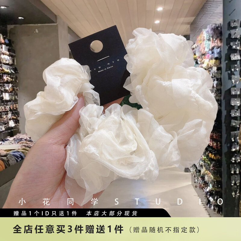 韩版饰品2023新款纯色纯欲天花板仙女蕾丝蛋糕多层大肠圈发圈头绳
