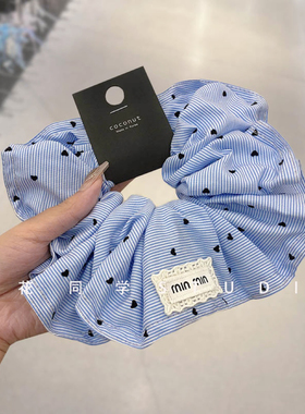 韩国发饰2026新款小众设计高级精致婴儿蓝爱心小香风MIN字母发圈