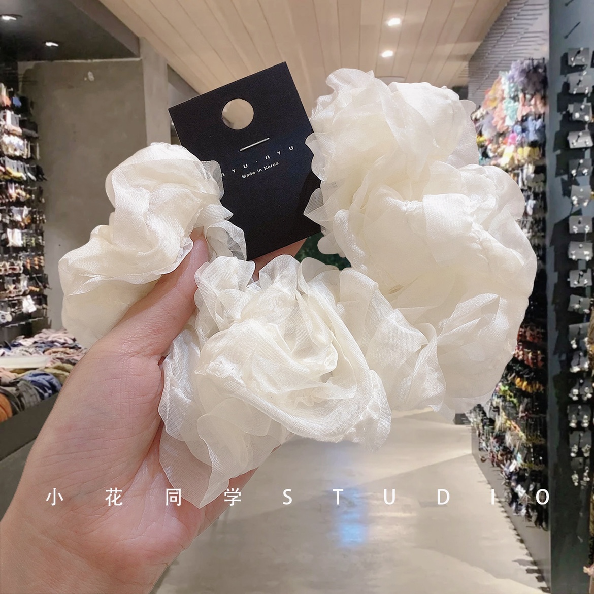 韩版饰品新款纯色纯欲天花板仙女蕾丝蛋糕多层大肠圈发圈头绳