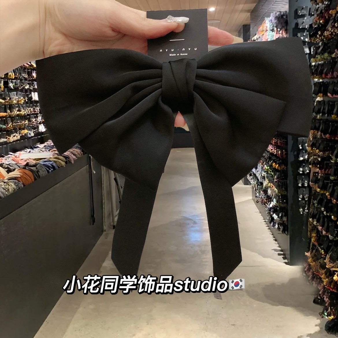 明星同款蝴蝶结飘带发夹缎面