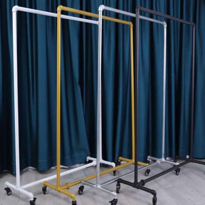 男女服装店展示架铁艺龙门架落地式带轮水管挂衣架家用摆摊晾衣架