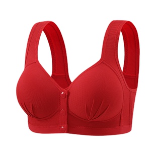 本命年大红色前扣美背聚拢收副乳内衣运动调整大码妈妈女士文胸罩