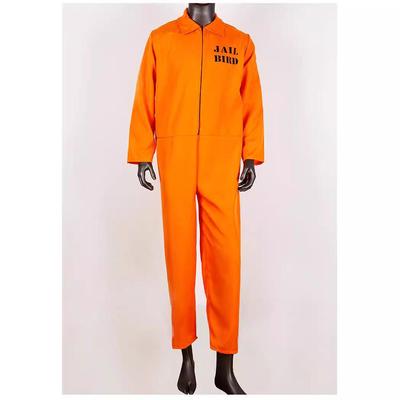 Mens Halloween Orange Jumpsuit Convict prisoner Costume Cos