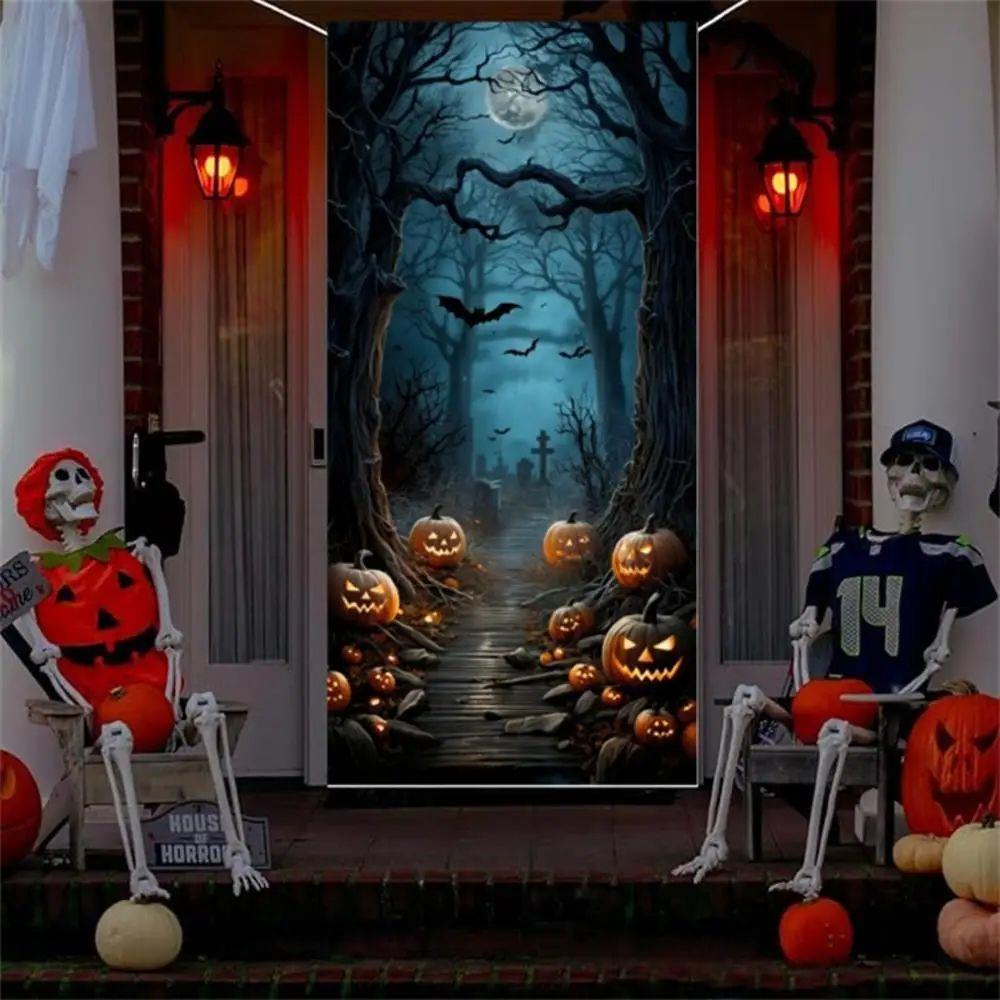 Halloween Door Decorations Horror Moon Night Dead Tree Scary