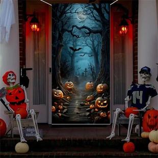 Halloween Door Decorations Horror Moon Night Dead Tree Scary