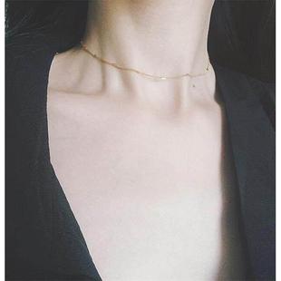 gold batch clavicle choker metal 18K simple fine mixed L22