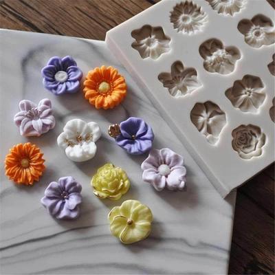 11 Flowers Slcone Mold Fondant Cake Chocolate Bakng M