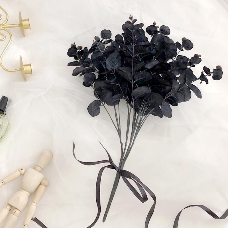 2PCS Simulation Black Eucalyptus Leaf Fake Flower Simple Hom - 封面
