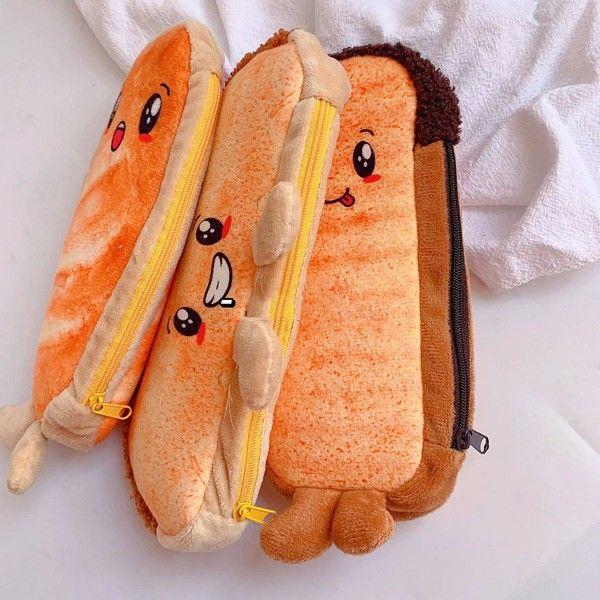 1pc Creative Toast Bread Pencil Case Large Capacity
