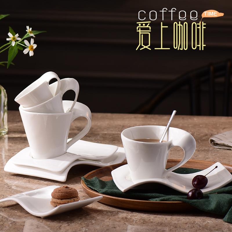 90ml espresso cup ceramic set wave milk tea cup plate