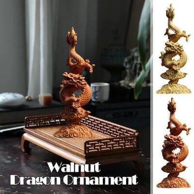 Boxwood Dragon Statue Chinese Auspicious Beast Solid Wood