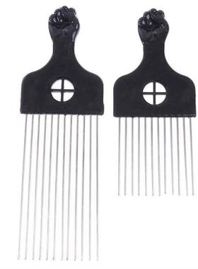 Black Fist Afro Metal Comb African Hair Pik Comb Brush Salon