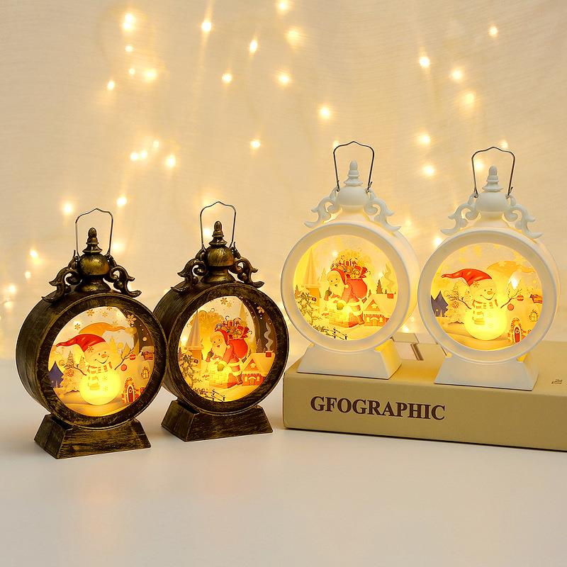 Christmas Old Man Snowman Night Light Scene Layout Props