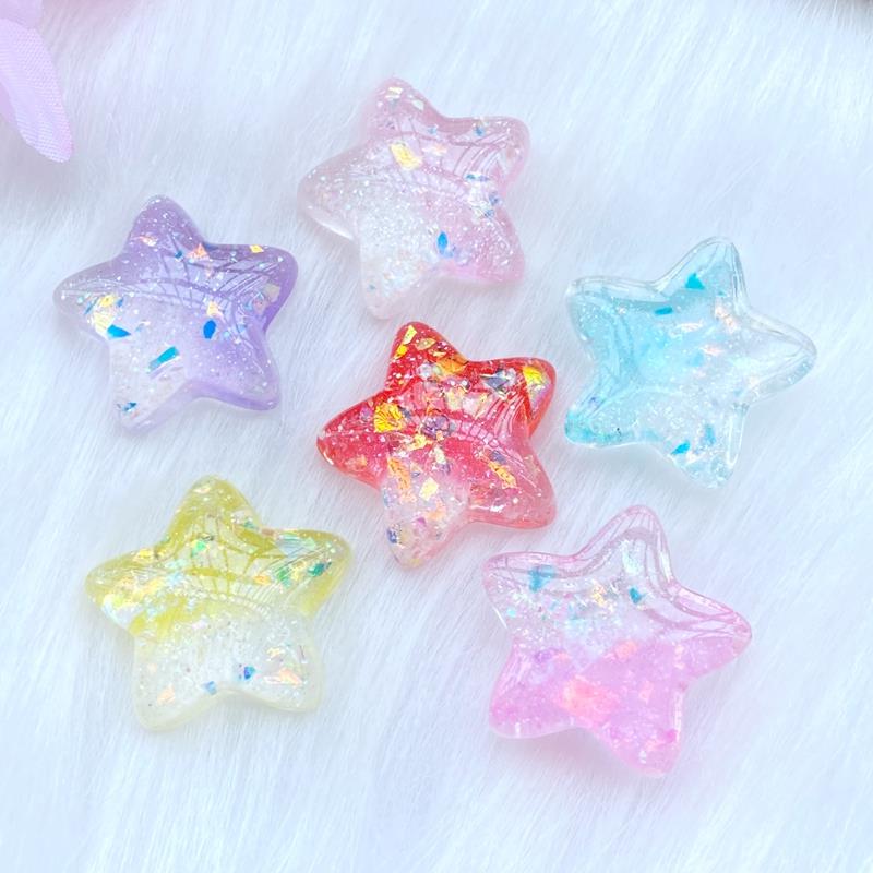 10Pcs/Lot New 22*23mm Resin Mixed Mini Shining Stars Flat Ba