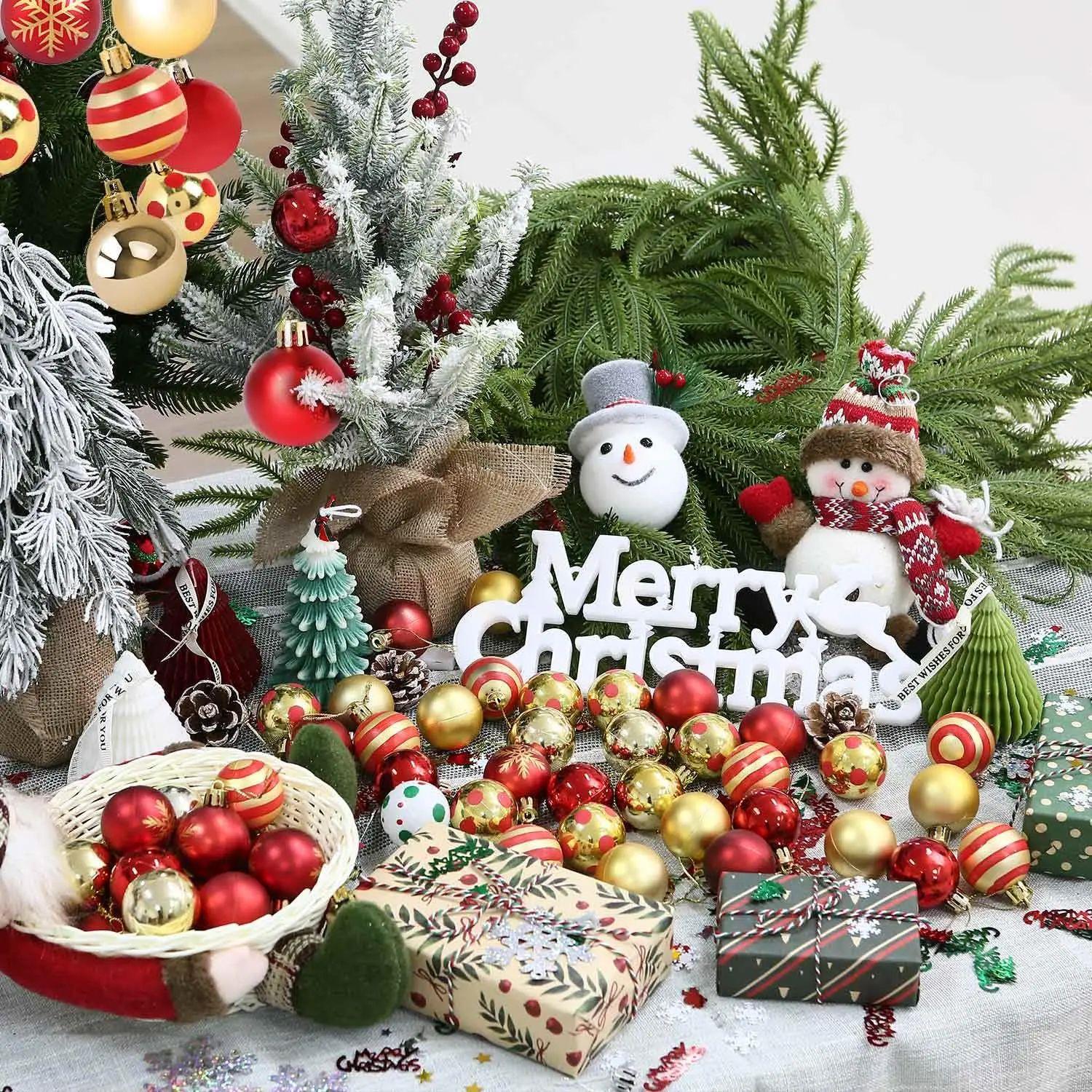 50Pcs/box Christmas Balls Ornament Red Gold Christmas Tree