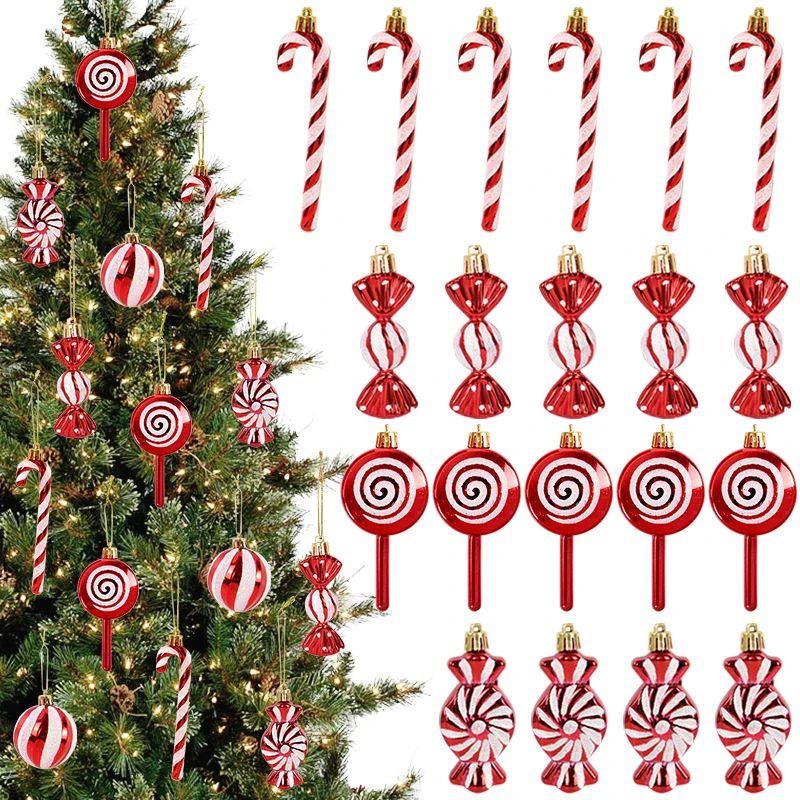 6pcs Christmas Lollipop Candy Cane Pendant Xmas Tree Hanging