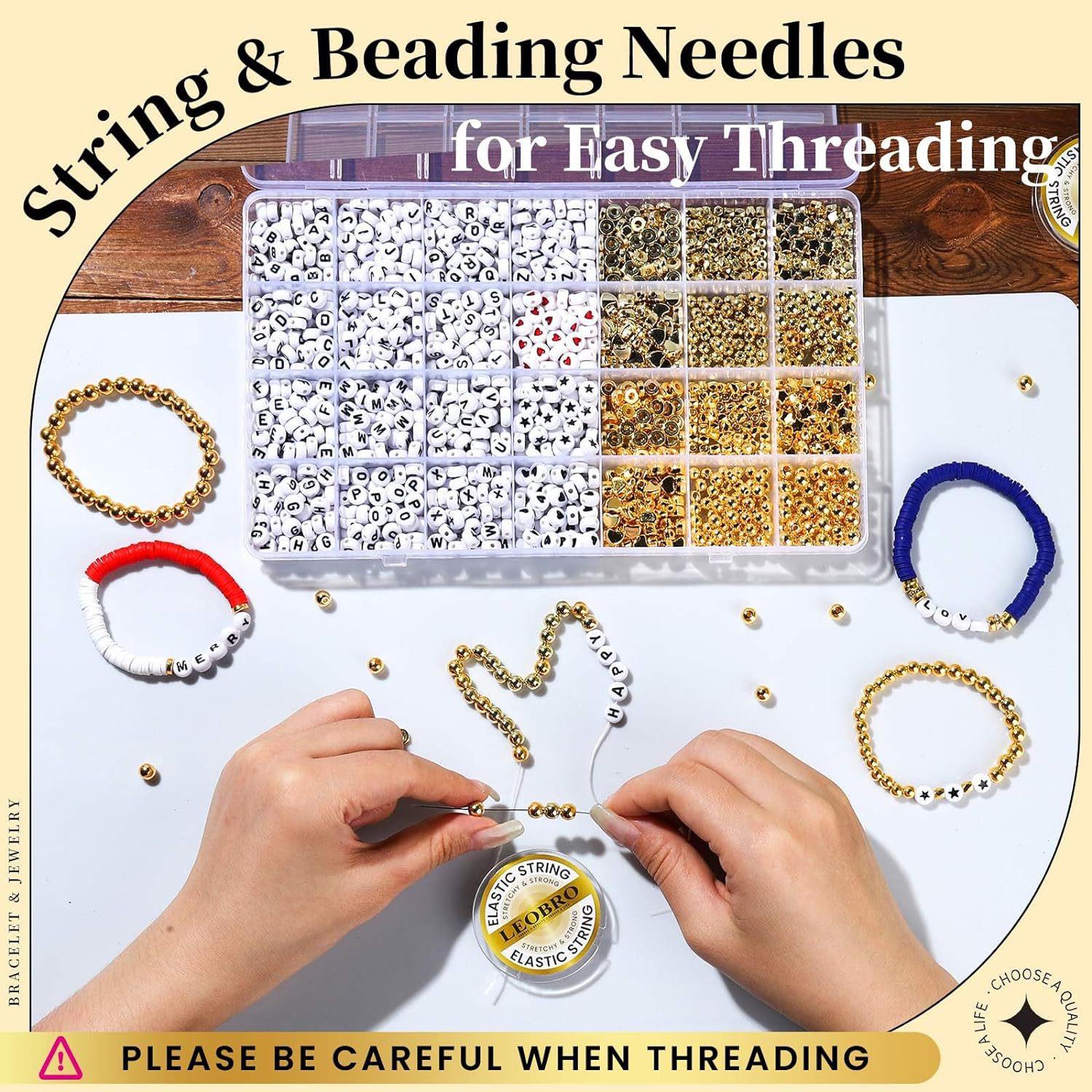Gold Spacer Letter Beads Set Diy Bracelet Making For Girls