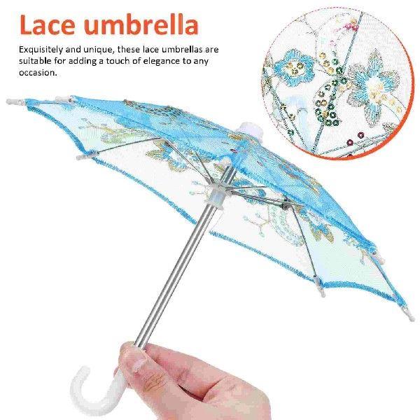 6 Pcs Decoration Mini Lace Decorative Umbrella Vintage