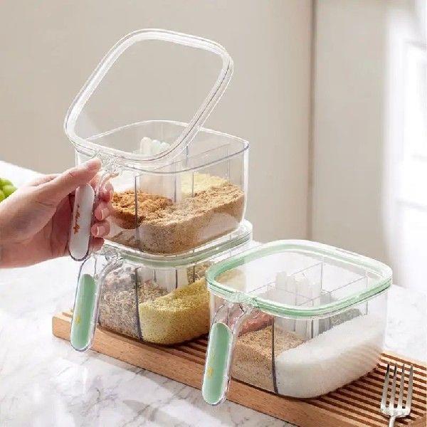 Kitchen Condiment Jars Compartment Seasoning Box With Cover