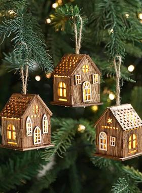 Christmas LED Light Wooden House Luminous Cabin Christmas De