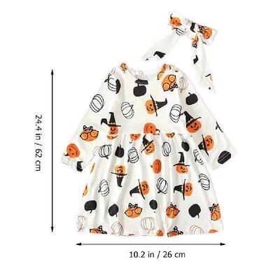 Girls Pumpkin Skirt Dress Long Sleeve Spring and Fall