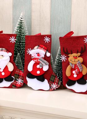 Linen Christmas stocking Christmas gift bag圣诞袜