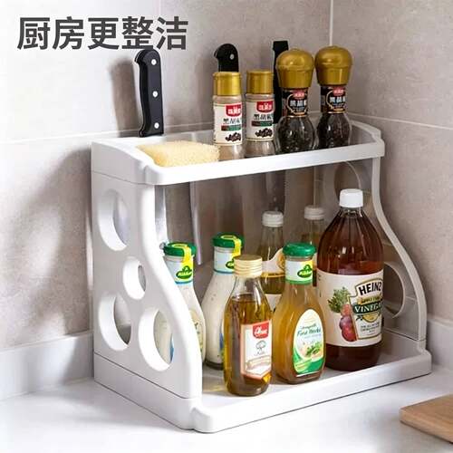 厨房用品收纳架 落地两层沥水刀具碗筷架置物架 调味料菜刀收纳架