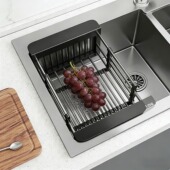 可伸缩厨房沥水篮不锈钢水槽滤水蓝水池洗菜盆漏水篮沥水控水碗架