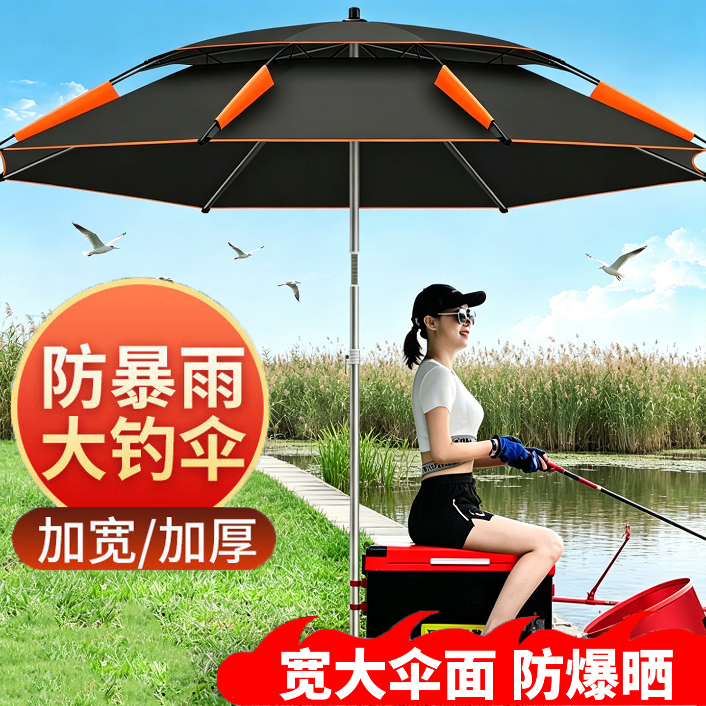 钓鱼伞雨伞户外专用大钓伞2026新款防晒雨伞沙滩遮阳伞垂钓拐杖伞