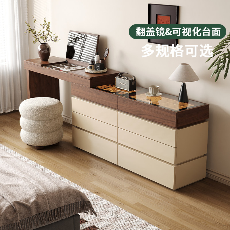 复古风梳妆台多功能大容量储物