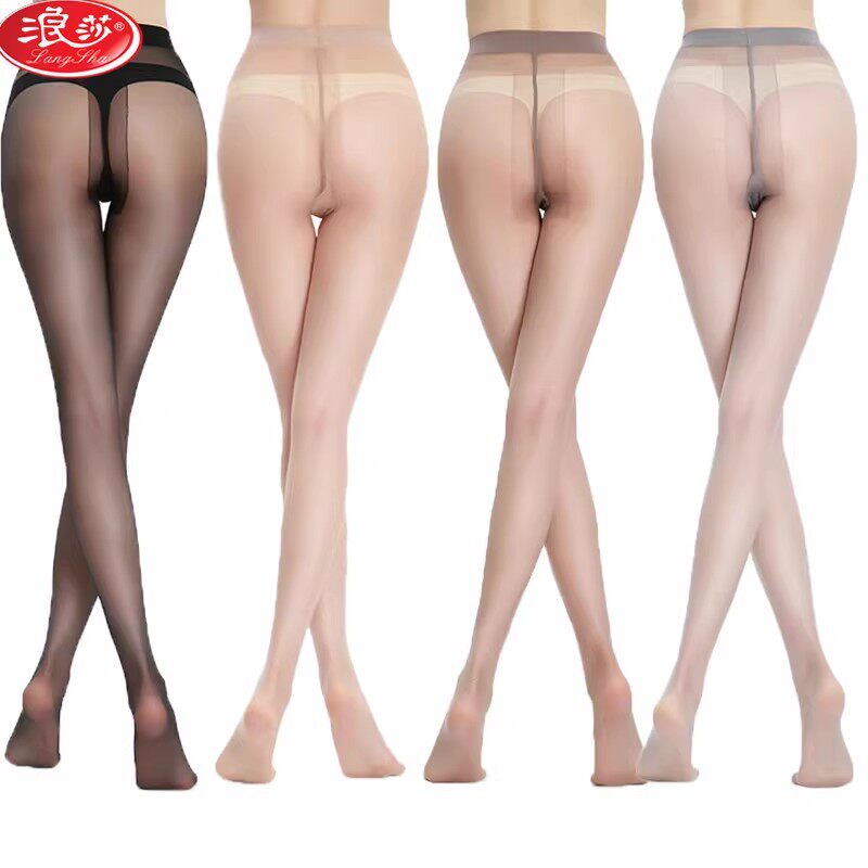 浪莎t档丝袜超薄款夏季防勾丝无痕全透明黑色肉色性感连裤袜子女