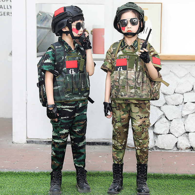 儿童迷彩服夏季男童套装特种兵短袖小学生军训夏令营军装万圣节