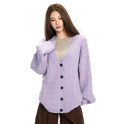 韩版麻花经典宽松慵懒风针织开衫