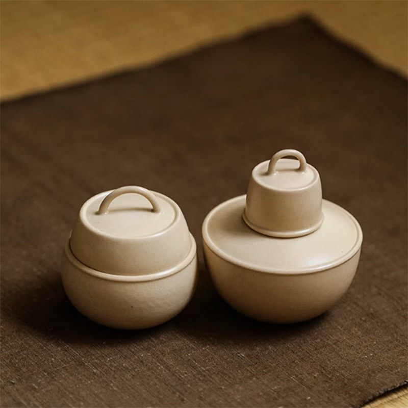 陶瓷酒精灯草木灰釉燃料罐功夫茶道配件