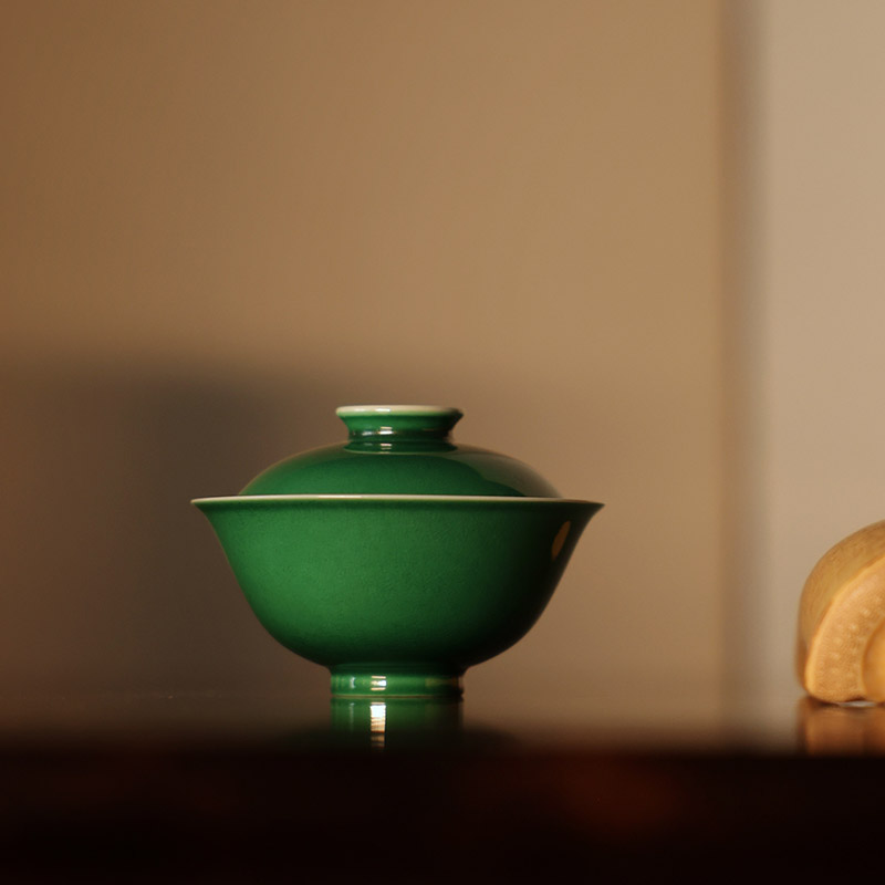 忘言造物景德镇陶瓷盖碗手工