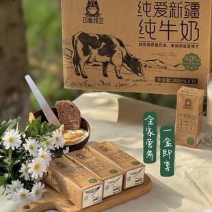 顺丰包邮新日期巴音楼兰4.0蛋白新疆纯牛奶早餐奶200ml*16盒整箱