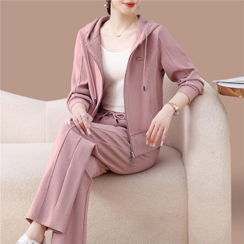 秋季休闲运动套装女2025新款中年妈妈春秋连帽卫衣时尚气质两件套