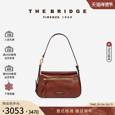 The Bridge/桥牌 新品  INGRID系列女士意式翻盖磁吸牛皮斜挎包