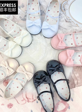甜心结原创可爱百搭蝴蝶结lo鞋圆头平底鞋Lolita软底单鞋学生鞋子