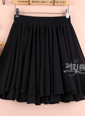 a字大摆纱裙女短裙雪纺半身裙蓬蓬裙裤裙子夏季大码打底高腰半裙