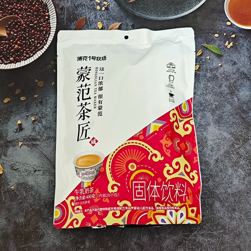 博克1号牧场蒙范茶匠牛乳奶茶内蒙古老奶茶咸味400g早餐伴侣炒米图片