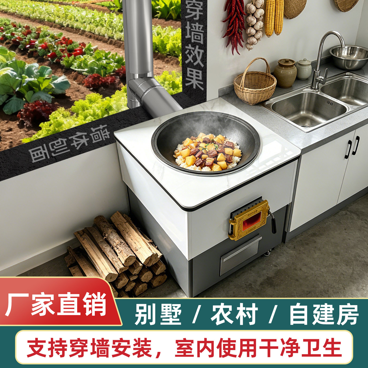 新品有礼加厚岩板移动柴火灶图片