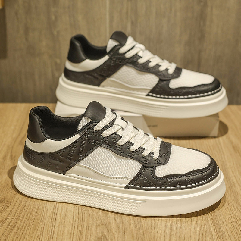 男鞋2025新款夏季透气运动板鞋舒适软底休闲皮鞋薄款经典小白鞋