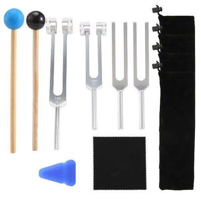 4 Pack Tuning Fork Set(128 Hz,256 Hz,512 Hz,528 Hz)with