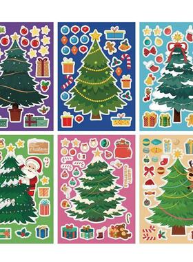 6-24sheets Christmas Party Games Stickers for Kids DIY Make