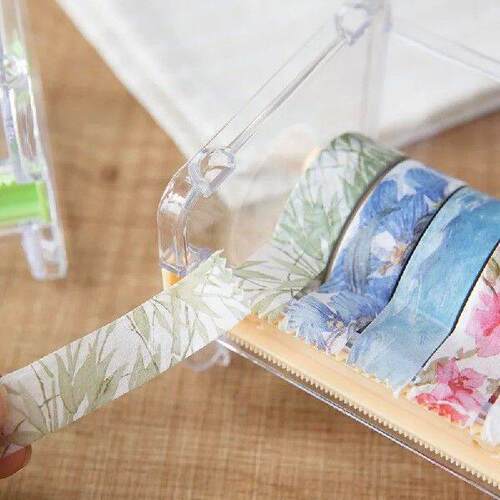 Plastic Washi Tape Organizer Holder Cutter Desk Organizer