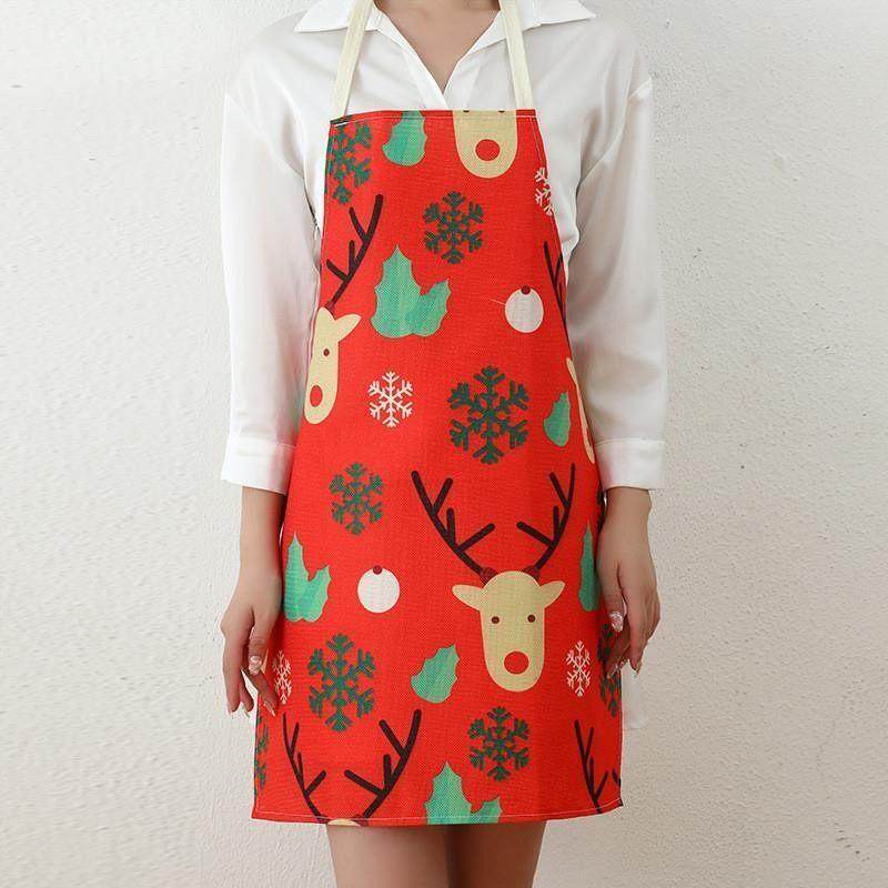 Santa Print Apron for Restaurant Bar Christmas Party