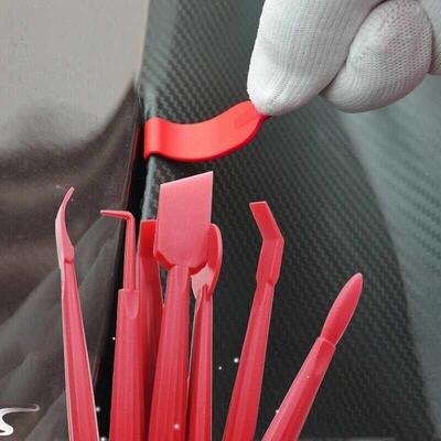 7Pcs Car Wrap Vinyl Scrapers 3D Carbon Fiber Decal Film Micr